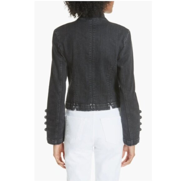 Free People Fitted Military Denim Jacket, Black | Size Medium - Picture 3 of 10